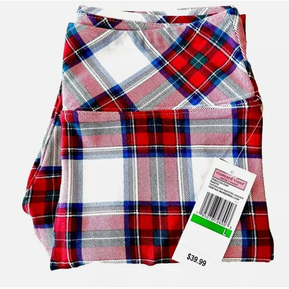 NWT NEW VINEYARD VINES TARTAN PLAID HIGH WAISTED HOLIDAY LEGGINGS GIRLS LARGE 16 - Picture 2 of 7